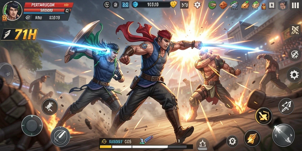 Tampilan gameplay 71H dengan aksi pertarungan yang mendebarkan.