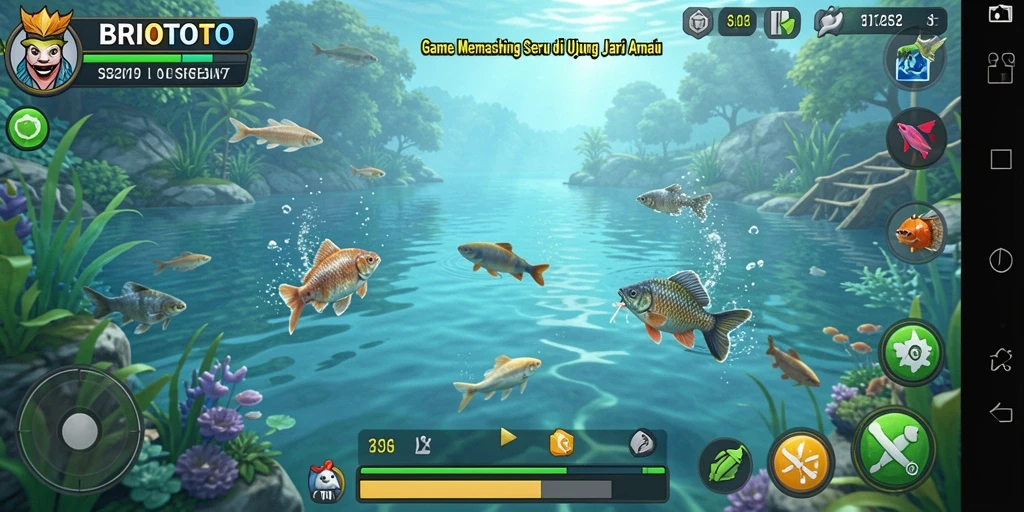 Gameplay seru BRIOTOTO dengan pengalaman memancing realistis.