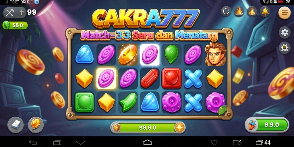 Tampilan gameplay CAKRA777 yang menantang dalam kategori Match-3.