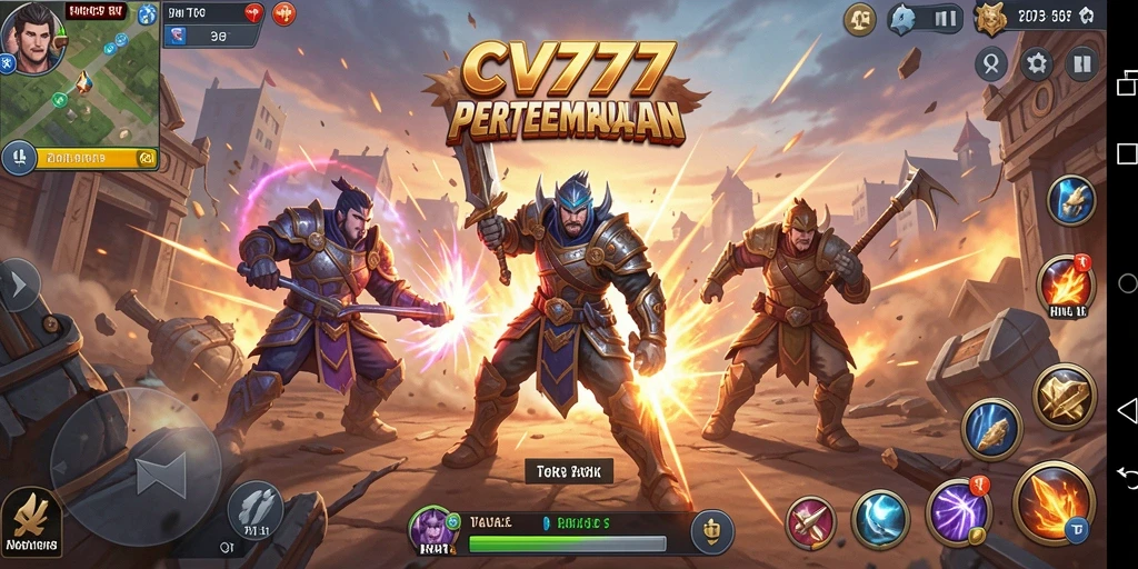 Screenshot gameplay CV777 menampilkan suasana pertempuran Battle Royale yang mendebarkan.