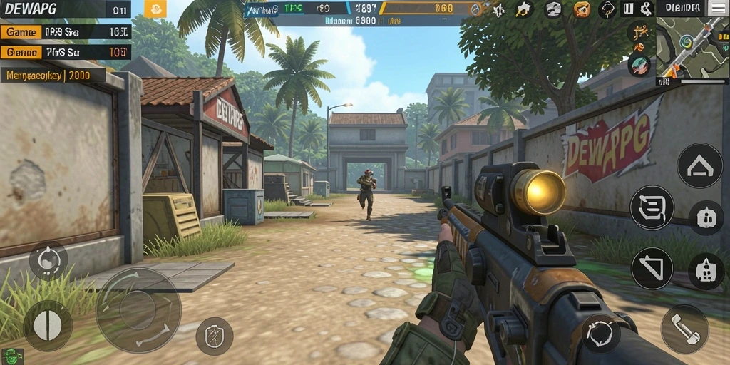 Tampilan gameplay seru dalam DEWAPG dengan aksi tembak-menembak intens.