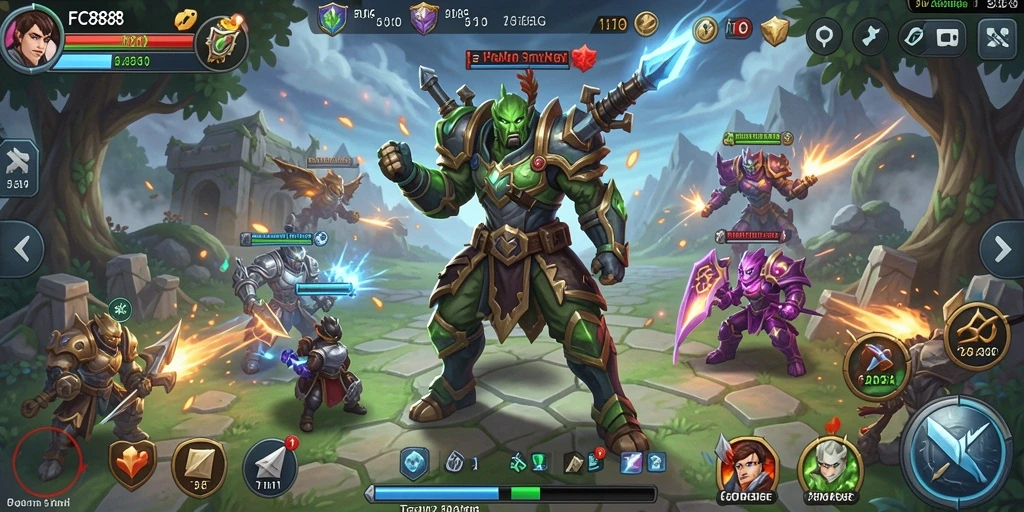Tangkapan layar utama menunjukkan aksi intens dalam gameplay SLG.