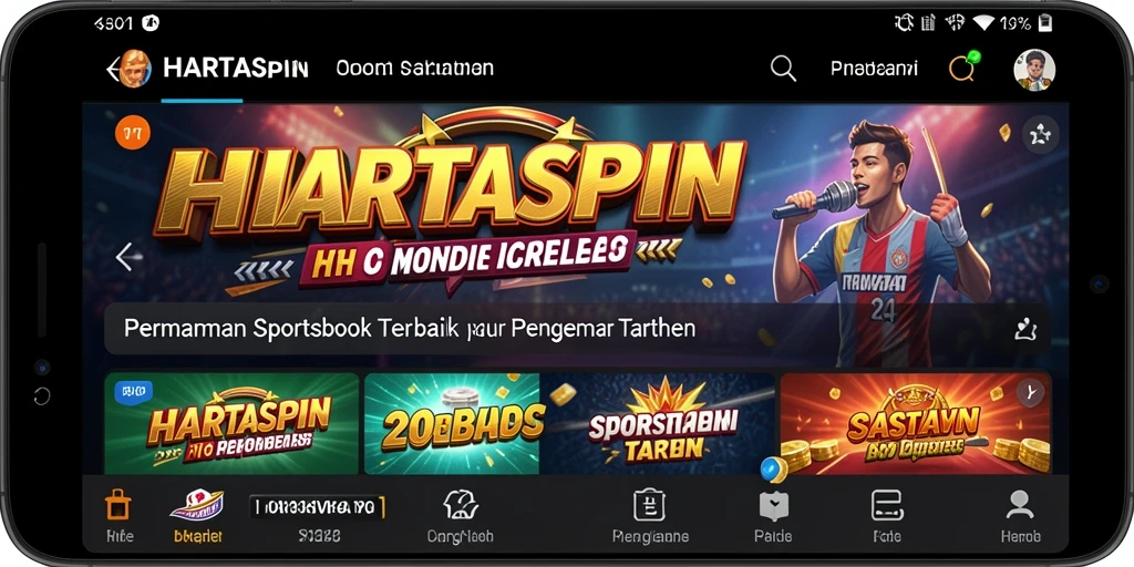 Tangkapan layar menampilkan antarmuka taruhan Sportsbook HARTASPIN yang menarik.