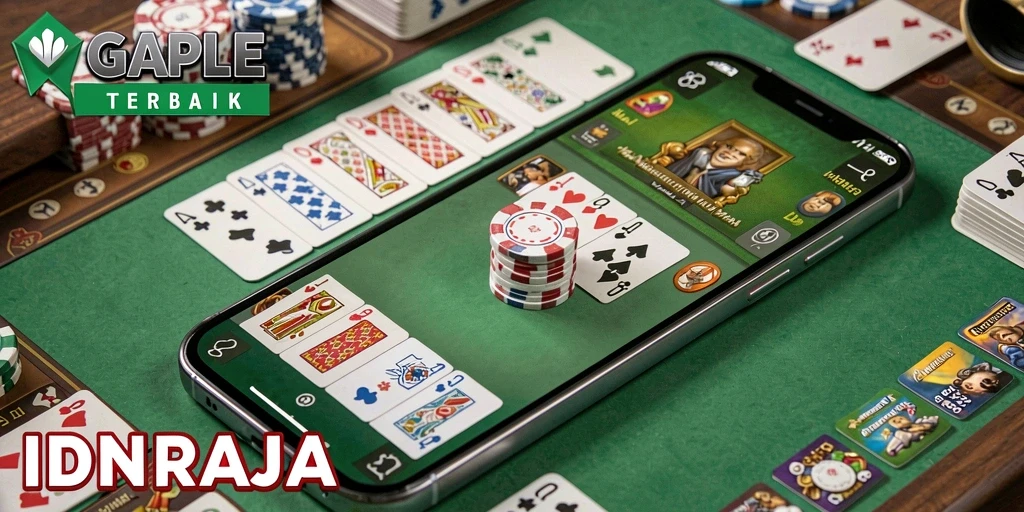 Tangkapan layar gameplay Gaple di IDNRAJA dengan fitur menarik.