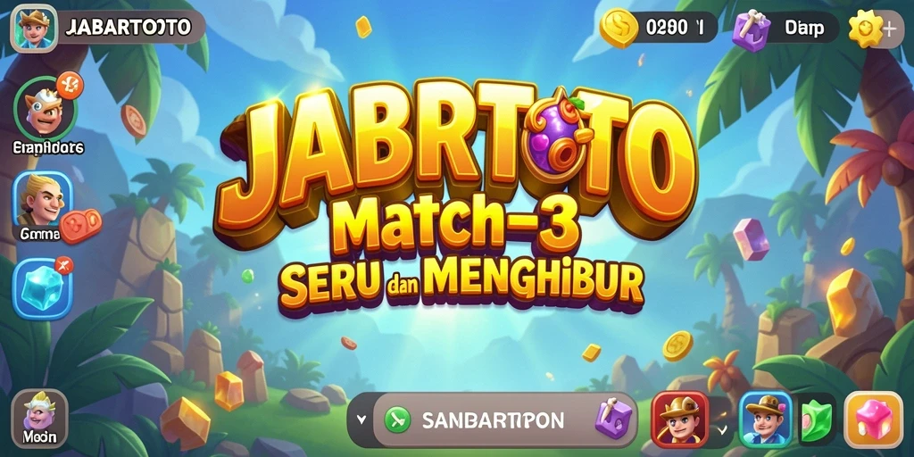 Tampilan screenshot <strong>JABARTOTO</strong> dengan gameplay Match-3 yang menarik.