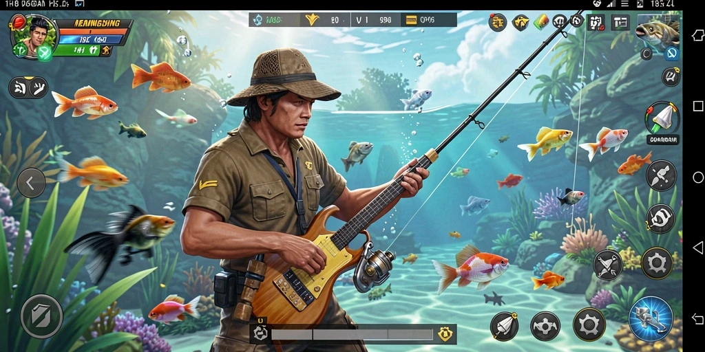 Screenshot gameplay KAGANDAN menampilkan aksi memancing yang mendebarkan.