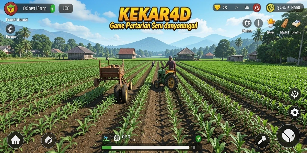Tangkapan layar utama dari gameplay <strong>KEKAR4D</strong> yang menunjukkan aksi bertani.