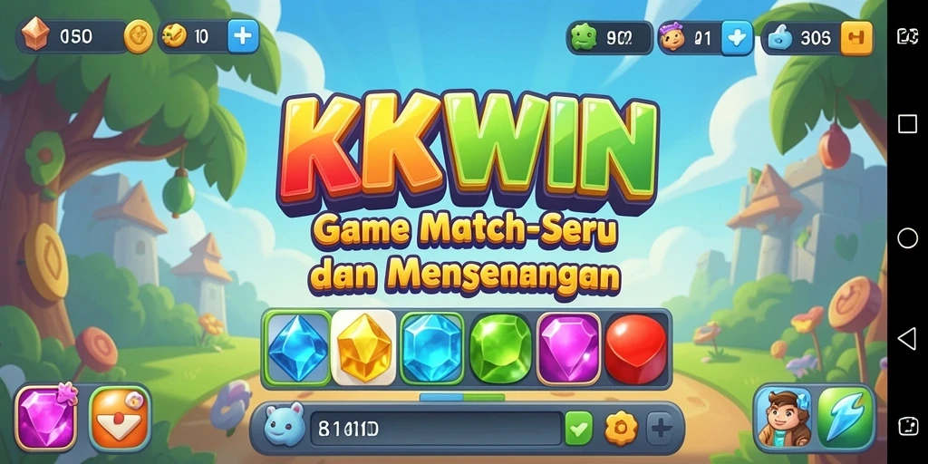 Tampilan gameplay seru di KKWIN dengan kombinasi warna-warni.