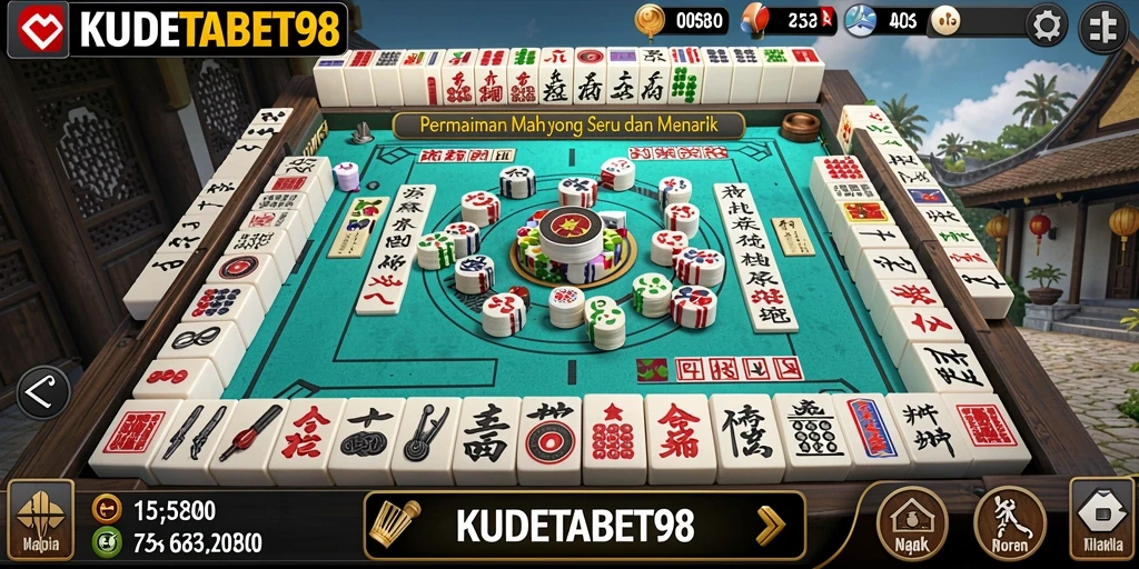 Screenshot KUDETABET98 menampilkan gameplay Mahjong yang seru.