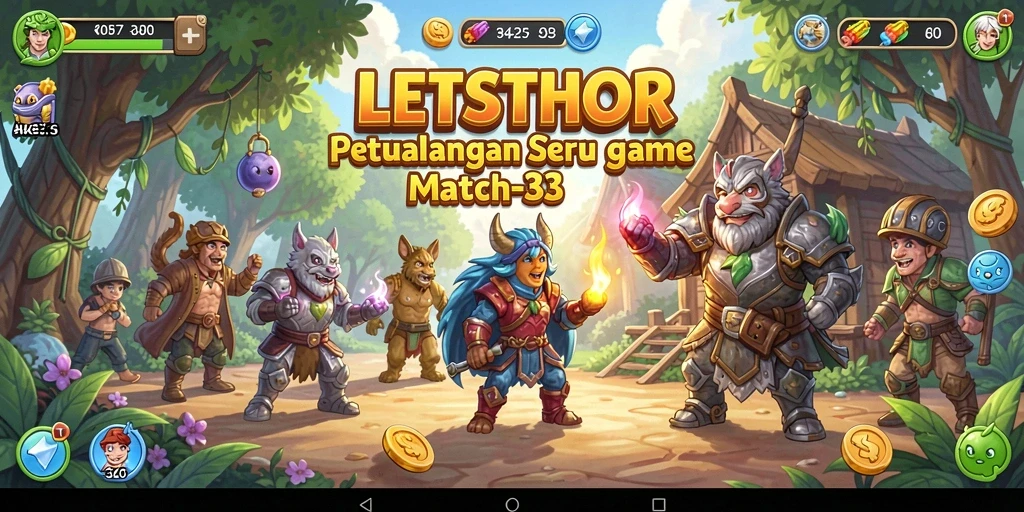 Tangkapan layar utama LETSTHOR menampilkan gameplay penuh warna dan tantangan Match-3.