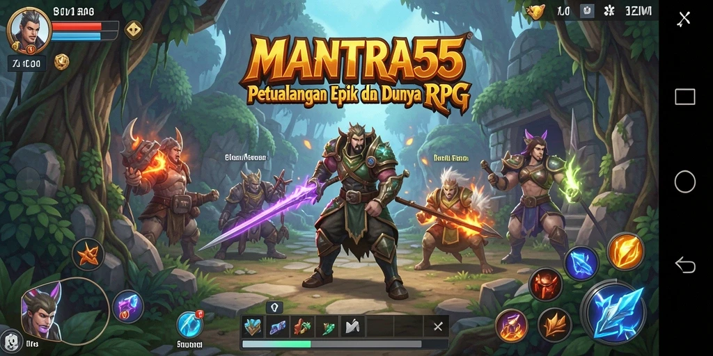 Tampilan gameplay <strong>MANTRA55</strong> yang penuh aksi dan petualangan.