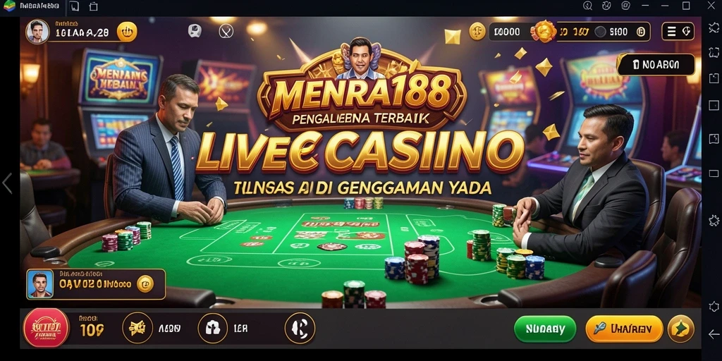 Tampilan utama MENARA188 menampilkan dealer profesional dan permainan kasino langsung yang mendebarkan.