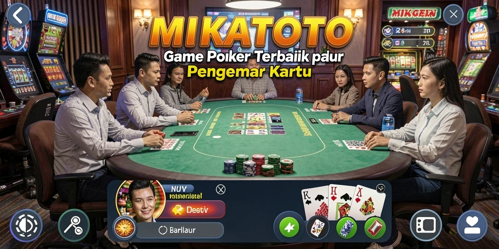Tampilan gameplay MIKATOTO dengan suasana meja Poker yang seru.