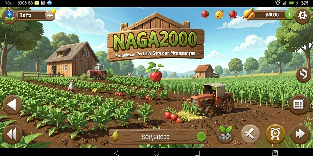 Screenshot gameplay NAGA2000 dengan berbagai tanaman dan hewan.