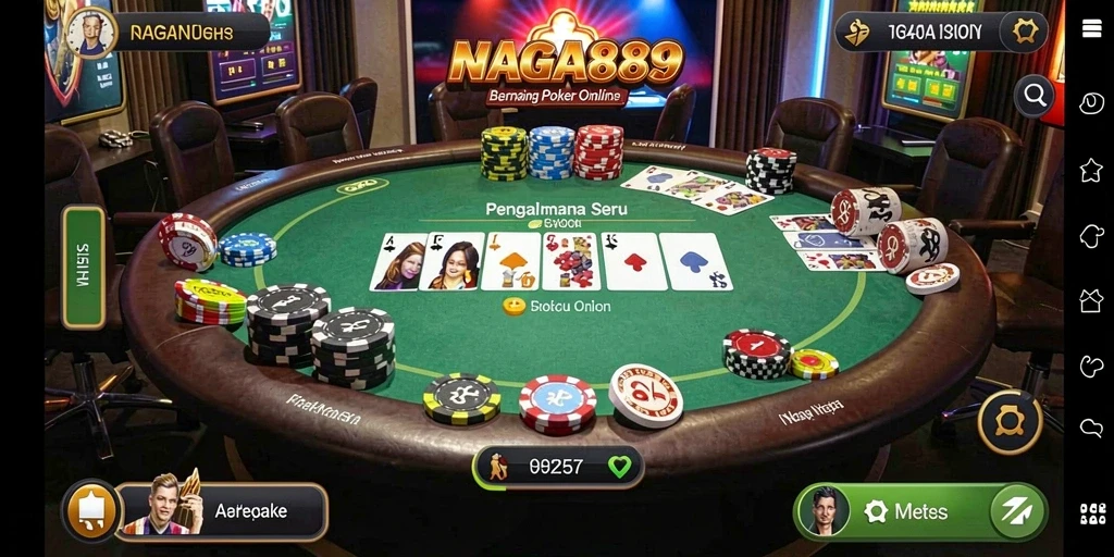Screenshot gameplay NAGA889 menampilkan keseruan permainan Poker yang mendebarkan.