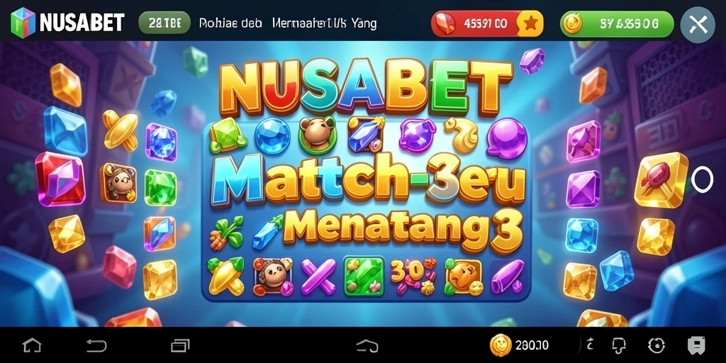 Tampilan gameplay seru dalam permainan Match-3 NUSABET.