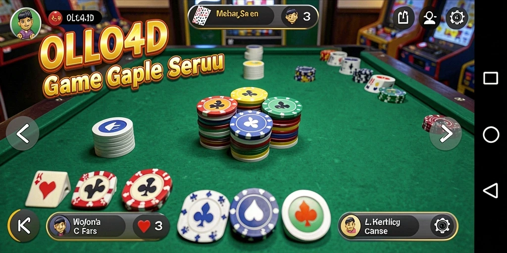 Screenshot gameplay OLLO4D menunjukkan suasana bermain Gaple yang seru.