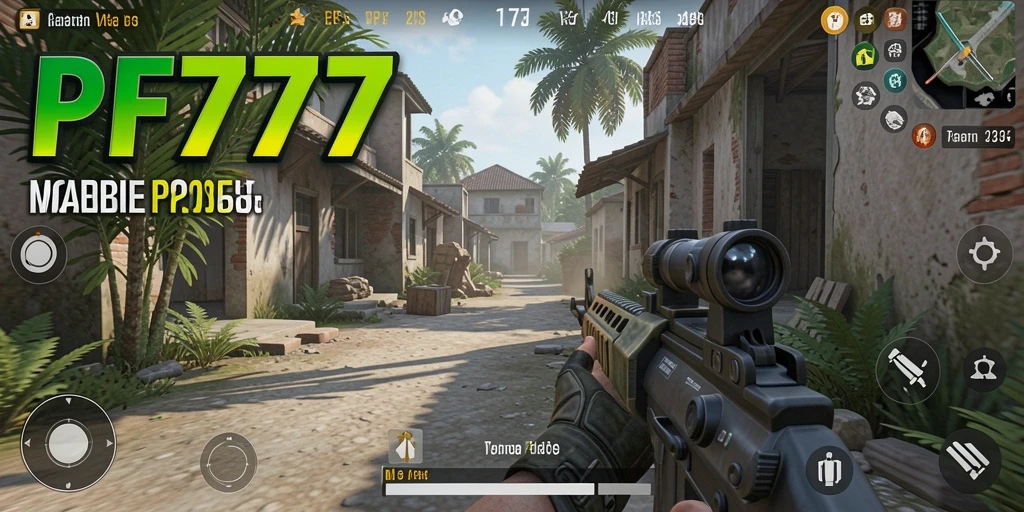 Tangkapan layar gameplay PF777 yang menampilkan pertempuran seru di medan perang FPS.