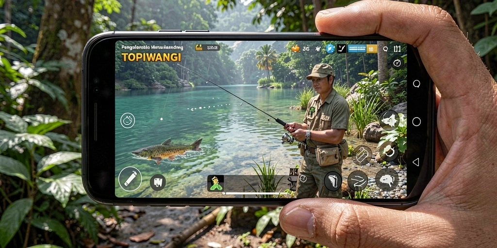 Tampilan gameplay memancing yang seru dan interaktif di TOPIWANGI.